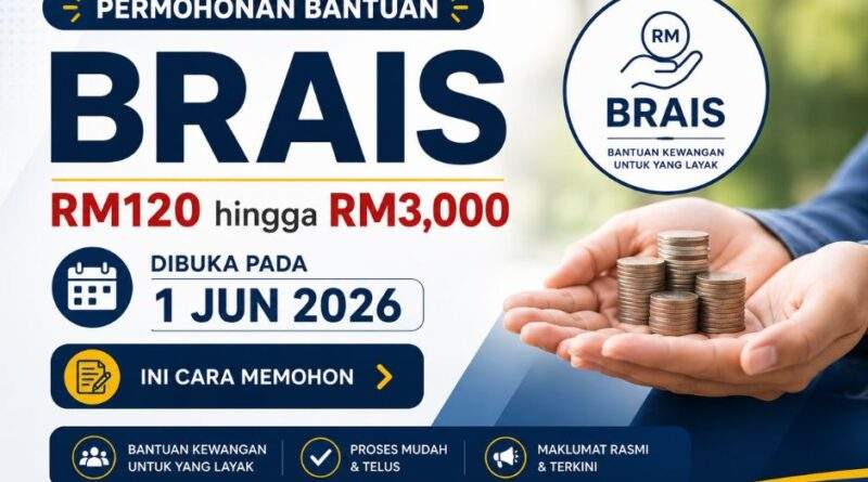 Permohonan Bantuan BRAIS RM120 hingga RM3,000 Dibuka Pada 1 Jun 2026: Ini Cara Memohon Bantuan BRAIS