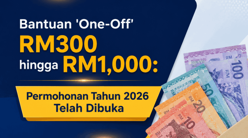 Bantuan ‘One-Off’ RM300 hingga RM1,000: Permohonan Tahun 2026 Telah Dibuka bantuan one-off